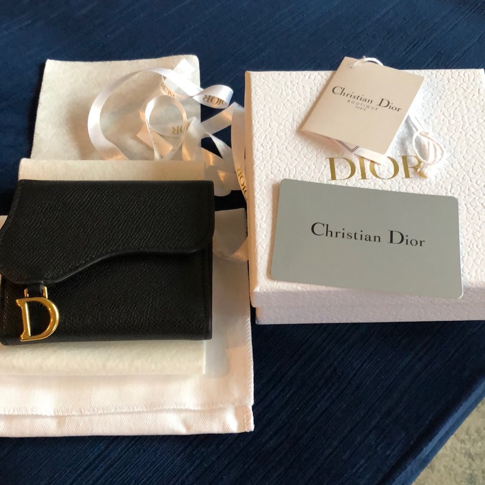 Dior Saddle Lotus Wallet Black Leather- Like New 💯